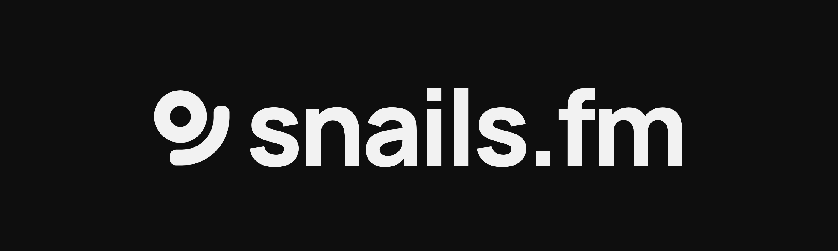 the snails.fm lockup in white ink on a brand black ground