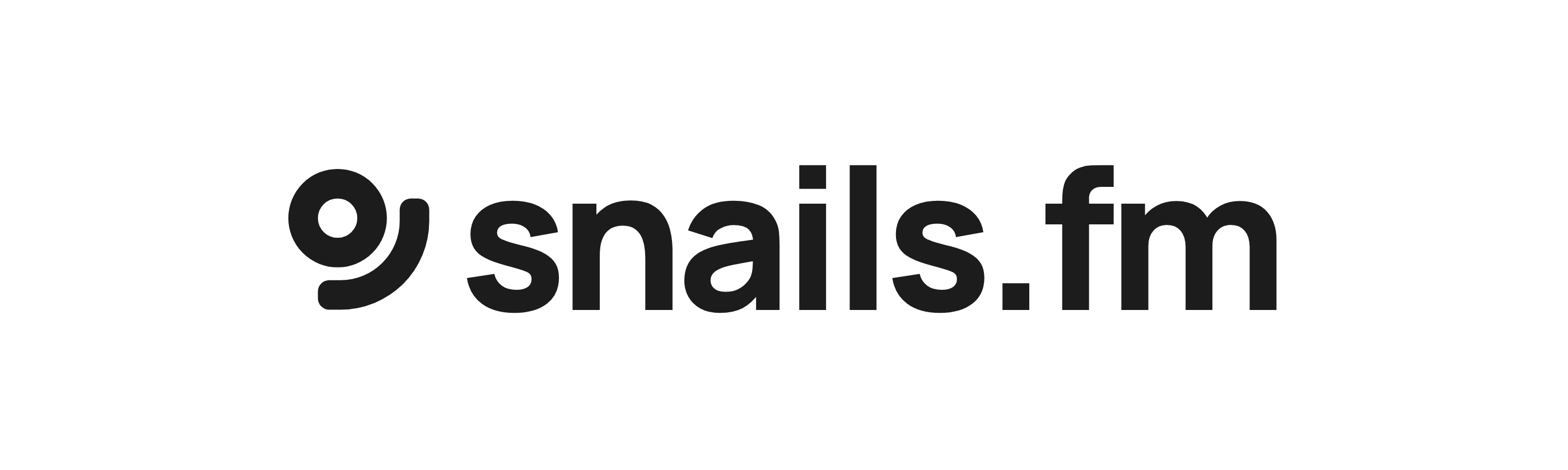 the snails.fm lockup in brand ink with a transparent ground
