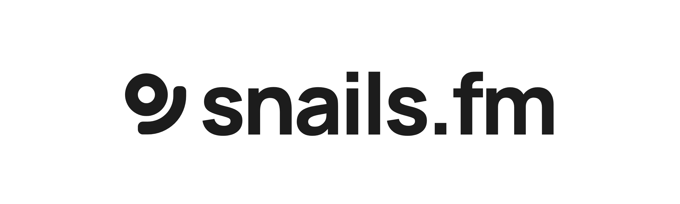 the snails.fm lockup in brand ink on a white ground